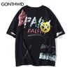 Gonthwid Graffiti Ink Imprimir T-shirts Hip Hop Punk Rock Hipster Streetwear Tees Camiseta Homens Verão Casual Manga Curta Tops Masculino G1229