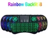 New Gaming Keyboard i8 mini Wireless Mouse 24g Handheld Touchpad Rechargeable Battery Fly Air Mouse Remote Control with 7 Colors 7612700