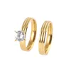 Stainless Steel 2 Pcs Band Ring African Crystal Wedding Engagement Women Finger Hot Selling Ring Set