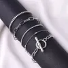 Ny mode olarmband retro trend på spänne multilager populära diamantkedja geometriska ihåliga pärlsmycken