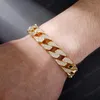 12 mm 7/8/pulgada chapado en oro CZ piedra cadena pulsera eslabones para hombres mujeres joyería caliente