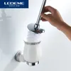 Uchwyty pędzla toaletowego Ledema Chrome okrągły montowany na ścianie kubek ceramiczny Aluminiowy akcesoria łazienkowe L3610 Y200407