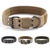 Dog kołnierz Regulowany Wojskowy Tactical Outdoor Training Nylon Dog Collar Trwałe Metal Klamra Duży Średni Psy Produkty Pet 201126