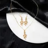 S2703 Fashion Jewelry Set Rhinestone Snake Earrings Pendant Necklace Set