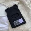 Urso Orelhas Balaclava Senhoras 1 buraco máscara de esqui artesanal crochê cara cheia chapéu lanoso menina bonito inverno streetwear Beanie quente 220210