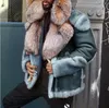 Wepbel Men PU Leather Coat Lamb Plus Rozmiar Moda Street Style Płaszcz Big Fur Collar Mężczyźni Motocykl Faux Skórzana Kurtka