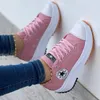 No brand logo new spring large size multi-color lace up round head canvas shoes low top thick sole single shoes
