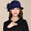 Stingy Brim Hats Lady Chic Flower Asymmetric Cloche Cap Women 100 Wool Felt Fedora3127476