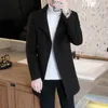 Erkek Yün Karışımları İngiliz Tarzı Erkekler Mont 2021 Kış Yün Ceket Rüzgarlık Ince Orta Uzunlukta Sıcak Ceket Erkek Siper Giyim