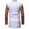 Mens Tracksuits 아프리카 의류 Two Piece Suit 흰색 인쇄 Dashiki 남성용 긴 소매 셔츠 탑과 바지 Bazin Riche Africa Outfit