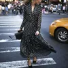 Bohemian Style Women's Sexy Vintage Maxi Polka Dot V-Neck Wrap Dress Elegant Evening Party High Waist Dresses Y200326199w