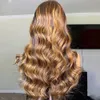 Markera Ombre Mänskliga Hår Paryk Body Wave Pre Plucked Lace Front Brazilian Brown Blond Remy Frontal Wig för svarta kvinnor 150% DiVA1