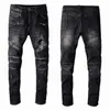 Mens Jeans Top High Quality Designer Luxury Denim Men Fashion Biker Hole Ripped Tie Dye Man Populära Hip Hop Jean Pants