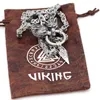 Nordic viking wolf with odin sword Gungnir necklace Stainless steel for men king chain with valknut gift bag19549229