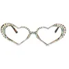 خمر شكل قلب الإطار النظارات الشمسية النساء أزياء الفاخرة حجر الراين الديكور القط العينين النظارات الشمسية 1