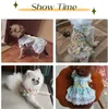 小さな犬のための犬のドレスガール夏のペットの服綿の犬のアパレルかわいい花のレースの子犬猫プリンセスドレススーツBichon Frize Shih Tzu Chihuahua Poodle S A309