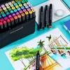 Borrence 30406080168 Kleurmarkeringen Set Manga Drawing Markers Pen Alcoholgebaseerde Sketch Feltip Twin Brush Pen Art Supplies 201120