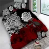 4Pcs King Size Luxury 3D Rose Bedding SetS Biancheria da letto di colore rosso Copripiumino Set Lenzuolo da sposa Tigre / Delfino / Panda50 LJ200818