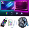 TV Achtergrondverlichting 80LEDS SMD5050 16.4FT 5V USB Powered Bluetooth RGB Strip Kit Multi Colors Muziek Synchronisatie Flexibele Strips met 24 toetsenregelaar