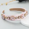 Trendy Crystal Flower Headband Elegant Flash Rhinestone Beaded Hairband Female Party Hair Accessory Bezel