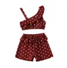 Summer Toddler Baby Girl Clothes set Cute dots Print suspender Backless shirt Shorts clothing suit