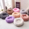 Långt plysch Super Soft Pet Bed Kennel Dog Round Cat Winter Warm Sleeping House Bag Puppy Cushion Mat Portable Y200330