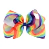 6 Quot Girls Rainbow Bow Clips Bable Bubble Flower Ribbon Bowknot Hairpin Kids Large Barrette Hair Boutique Bows Children HairC6243476