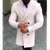 Moda Uomo Inverno Caldo Miscele Cappotto Risvolto Outwear Soprabito Giacca lunga Peacoat Cappotti da uomo