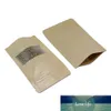 500 sztuk Stand Up Wouch Papier Kraft z Matte Clear Okno Zipper Torba do przechowywania Zip Lock Recyclable Food Pack Bag do przekąsek