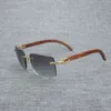 2023 Szklanki designerskie Nowe okulary przeciwsłoneczne naturalne drewno mężczyźni Mężczyźni Czarny Buffalo Rog bez krawędzi Kobiety Akcesorium metalowej ramy Oculos Square Gafas dla klubu