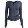 Tops di yoga atletica a mezza zip a manica lunga