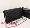 Bolsas de corrente de caviar Porta-cartões múltiplos bolsas de ombro femininas Bolsas de couro genuíno Interior com zíper bolso fivela bolsa vem com caixa 6 cores tamanho 22cm