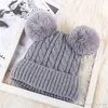 Chapeau d'hiver hommes et femmes nouveau adulte Plus velours Double cheveux boule tête laine chapeau chaud mignon tricoté chapeau marée dc868