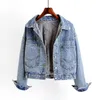 NIJIUDING Winter Casual Solide Echtpelz Kragen Denim Jacke Weibliche Lose Einreiher Plus Samt Verdickt Parkas Frauen 201214