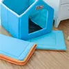 Pet House lit pliable avec tapis doux hiver léopard chien chiot canapé coussin chenil nid chat pour petit moyen s LJ200918