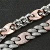 Heren Bedelarmband 20mm Mix Wit Rose Vergulde Bling Ice Out CZ Cubaanse Ketting Armband heren Hip Hop Sieraden Groothandel