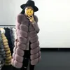 Faux Fur Coat Jesień Zima Kobiety Moda Casual Ciepłe Slim Bez Rękawów Długi Faux Fox Futro Kamizelka Zimowa Kieszenie Kurtka Kobiety 201212