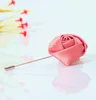 Fashion Rose Flowers Brooches Pins Mini Double Rose Women Men Corsages Brooch For Party Birthday Gifts 27 Colors