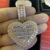 Iced Out Rose Gold Heart Shaped Custom Photo Pendant Zircon Medaljong Halsband Kubik Zirconia Hänge Halsband Hip Hop Mode Smycken Kan B