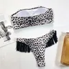 Sexy Bikini Push Up Bandeau Swimwear 2020 Femme Leopard Print Swimsuit Femmes Fous de bain Tassel Bathyers BodySuit Buquini Mujer LJ200814