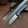 1Pcs New 0808 Ball Bearing Fast Open Flipper Folding Blade Knife D2 Satin/Black Blade Stainless Steel Handle With Retail Box
