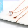 Classical 18K Gold Plated Solitaire 8mm Round CZ Diamond Pendant Necklace For Women