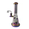 New Glass Bong Showerhead Hookahs Rainbow Colorful Percolator Heady Bongs 14mm Female Joint Water Pipes 7 Colors Perc