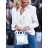 Chiffon Bluuses Women Spring Fashion Long Sleeve Vneck Ruffle Elegant Slim Solid Office Lady Casual Shirts Tops Plus Size T200322