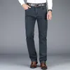 Neue Herbst Winter Herren Stretch Jeans Business Casual Klassische Stil Hose Schwarz Grau Gerade Denim Hosen Männliche Marke 201116