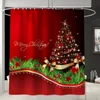 Christmas printed waterproof bathroom shower curtain carpet floor mat combination bath-room toilet seat showercurtain set WQ67-WLL