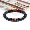 Strand Fili di perline Bracciali in pietra lavica nera Braccialetti Natural Matte Moonstone Tibetan Buddha Charm Uomo Bracciale Fashion Trendy Women