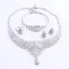 Set di gioielli da donna Colore oro Dichiarazione Strass Collana di cristallo Orecchini Dubai Festa nuziale Matrimonio Accessori perline africane