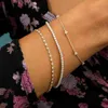 Lozrunve 925 Sterling Sier Gold Delikat Diamond Triple Charm Armband för kvinnor Whole Custom Smycken