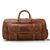 Duffel Tassen Outdoor Crazy Horse Leather Travel Bag Men's echte handtas retro schouder diagonale bagage met schoenpositie7731